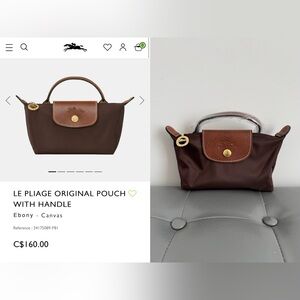 Longchamp Mini Bag Le Pliage Original Pouch With Handle - Ebony